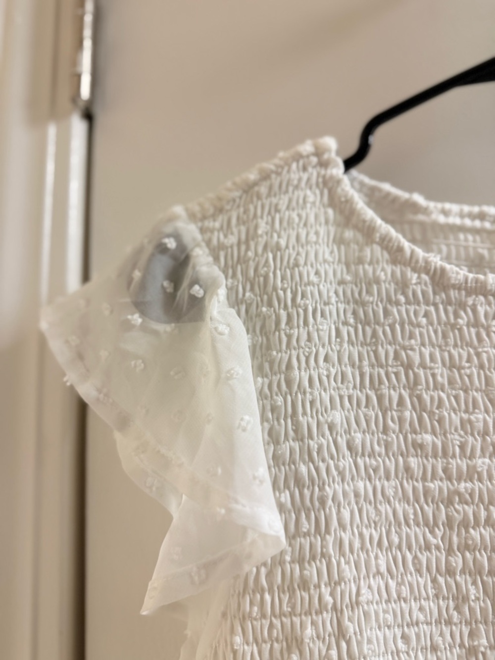 Merokeety White Midi Swiss Dot Smocked Tiered Dress - Picture 4 of 9